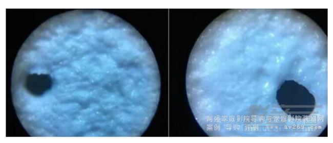 工藝不佳的屏幕在100 倍顯微鏡下的0.4mm微孔